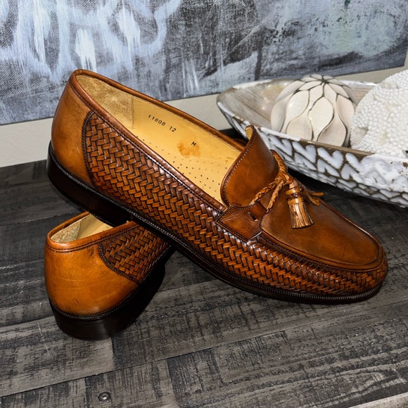 Magnanni woven leather tassel loafers Men's SZ12 - Picture 4 of 13